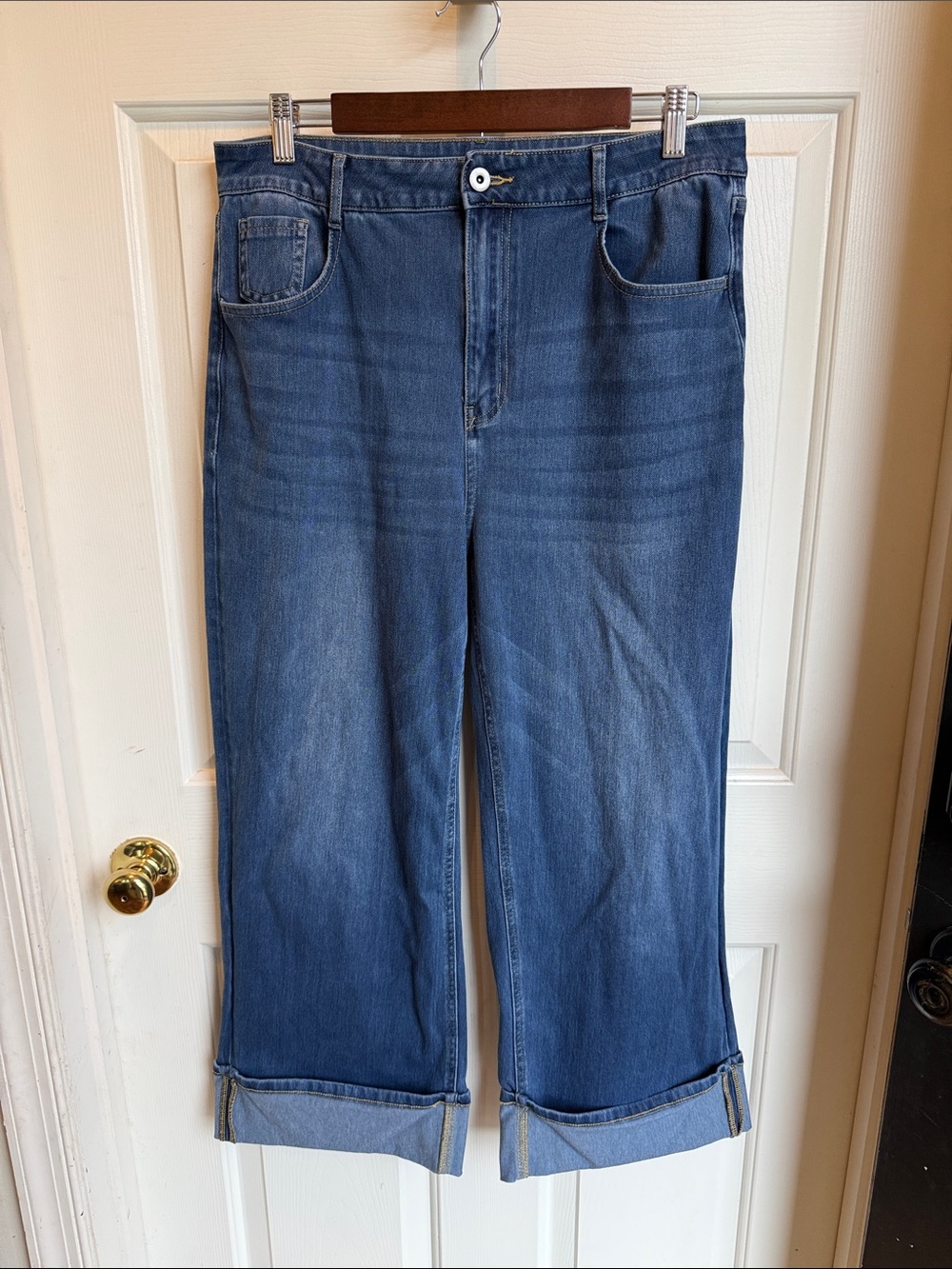 HALARA Wide-Leg Denim Pants in Dark Blue